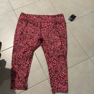 Women's Pink Patterned Capri Leggings